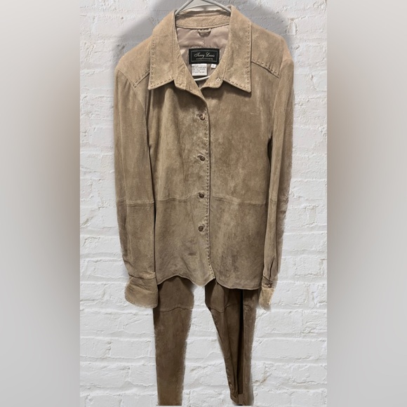 Vintage Two Piece Genuine Leather Pants Suit (L) - Picture 1 of 6